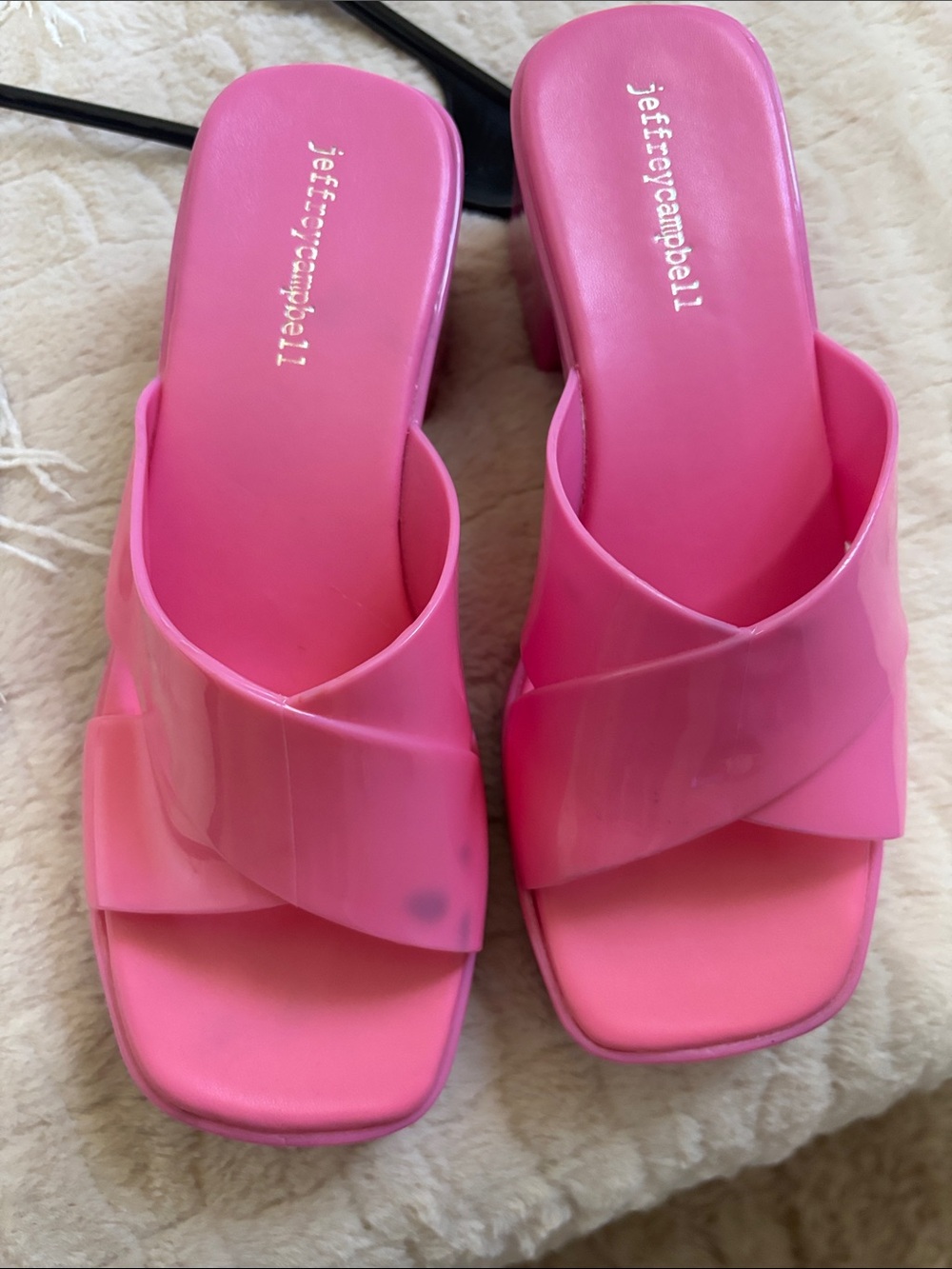 Jeffrey Campbell Hot Pink Crisscross Slide Mules